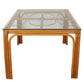 VINTAGE BAMBOO AND GLASS SQUARE DINING TABLE WITH FOUR DINING CHAIRS