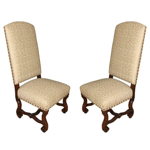 PAIR OF JACOBEAN WALNUT UPHOLSTERED SIDE CHAIRS