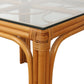 VINTAGE BAMBOO AND GLASS SQUARE DINING TABLE WITH FOUR DINING CHAIRS