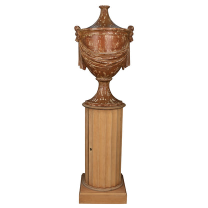 VINTAGE URN AND PEDESTAL WITH STORAGE