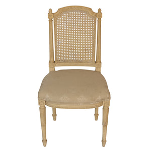 SET OF FOUR CANED BACK CHAIRS WITH UPHOLSTERED SEATS