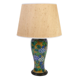 ASIAN STYLE PAINTED LAMP WITH HYDRANGEA MOTIF