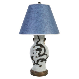 DRAGON MOTIF CRACKLE GLAZED CERAMIC TABLE LAMP