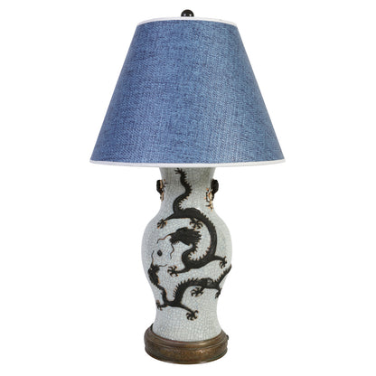 DRAGON MOTIF CRACKLE GLAZED CERAMIC TABLE LAMP