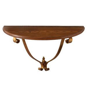 VINTAGE WALL MOUNT GILT METAL AND WOOD CONSOLE