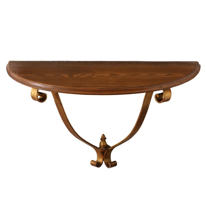 VINTAGE WALL MOUNT GILT METAL AND WOOD CONSOLE
