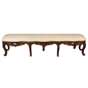 19TH CENTURY ROCOCCO WALNUT BENCH