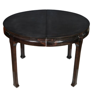 MID CENTURY ROUND BLACK LACQUER DINING TABLE ASIAN STYLE