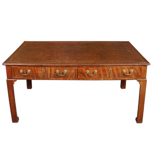 LEATHER TOP WRITING DESK WITH MING STYLE LEGS