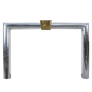 MID-CENTURY DANNY ALESSANDRO CHROME AND BRASS FIREPLACE MANTEL