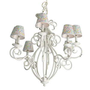 WHITE PAINTED  IRON EIGHT LIGHT CHANDELIER