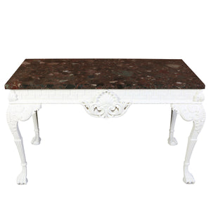 GEORGE III PAINTED MAHOGANY CONSOLE WITH RARE MARBLE TOP