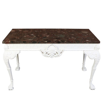 GEORGE III PAINTED MAHOGANY CONSOLE WITH RARE MARBLE TOP