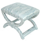PAIR OF UPHOLSTERED BLUE QUADRILLE CURULE BENCHES
