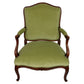 PAIR OF GREEN VELVET & TAFFETA LOUIS XV STYLE CHAIRS