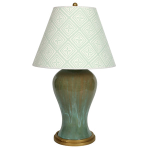 JOHN BOONE CELADON AND TAUPE GLAZE CERAMIC LAMP