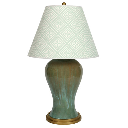 JOHN BOONE CELADON AND TAUPE GLAZE CERAMIC LAMP