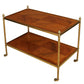 TWO TIER BRASS AND INLAID WOOD SIDE TABLE
