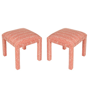 PAIR NEWLY UPHOLSTERED SISTER PARISH BENCHES