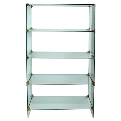 FOUR TIER GLASS ETAGERE WITH BRASS FITTINGS