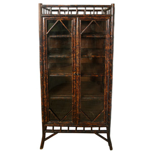 BAMBOO CABINET WITH GLASS DOORS