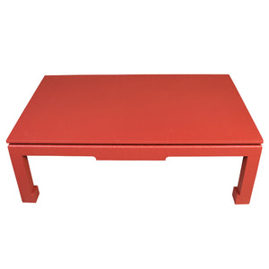 LARGE MING STYLE PAINTED RAFFIA COFFEE TABLE