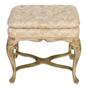 LOUIS XV STYLE PAINTED AND UPHOLSTERED BENCH