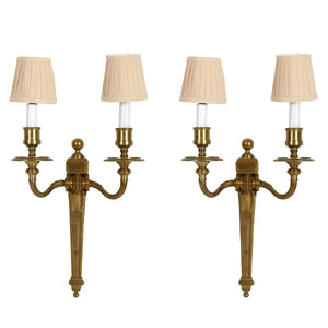 PAIR OF DOUBLE ARM GILT NEOCLASSICAL SCONCES