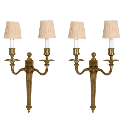 PAIR OF DOUBLE ARM GILT NEOCLASSICAL SCONCES