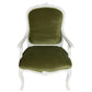 PAIR OF WHITE FAUX BOIS ARMCHAIRS WITH GREEN UPHOLSTERY