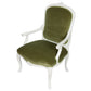 PAIR OF WHITE FAUX BOIS ARMCHAIRS WITH GREEN UPHOLSTERY