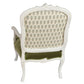 PAIR OF WHITE FAUX BOIS ARMCHAIRS WITH GREEN UPHOLSTERY