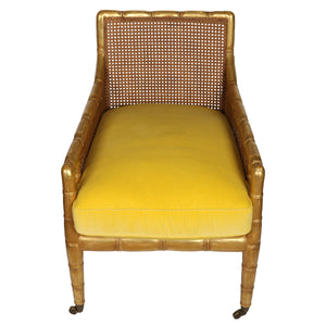 DESSIN FOURNIR CUSTOM GILT BAMBOO BERGERE CHAIR