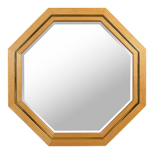 MID CENTURY FAUX BAMBOO AND BRASS OCTAGONAL MIRROR