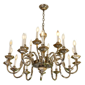 MODERN ITALIAN EIGHTEEN ARM SILVER CHANDELIER