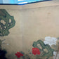 VINTAGE JAPANESE BYOBU FOUR PANEL RED FLORAL GOLD SCREEN