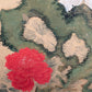 VINTAGE JAPANESE BYOBU FOUR PANEL RED FLORAL GOLD SCREEN