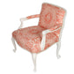 PAINTED ROCOCO CHAIR WITH NEW CORAL QUADRILLE UPHOLSTERY