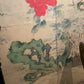 VINTAGE JAPANESE BYOBU FOUR PANEL RED FLORAL GOLD SCREEN
