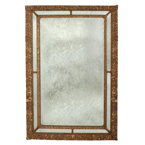 GILTWOOD GESSO FLORAL RELIEF LARGE MIRROR