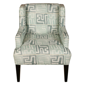 PAIR CLAREMONT BLUE GEOMETRIC LINEN CLUB CHAIRS