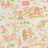 NANKING WALLPAPER SAMPLE - CHARTREUSE AND CORAL