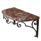 DEMI LUNE ROUGE MARBLE TOP WALL MOUNT CONSOLE WITH SCROLL METAL BASE