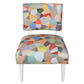 PAIR OF ART DECO STYLE PAINTED AND NEWLY UPHOLSTERED MULTICOLOR STRIE PATCHWORK SLIPPER CHAIRS
