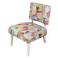 PAIR OF ART DECO STYLE PAINTED AND NEWLY UPHOLSTERED MULTICOLOR STRIE PATCHWORK SLIPPER CHAIRS