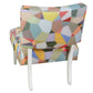 PAIR OF ART DECO STYLE PAINTED AND NEWLY UPHOLSTERED MULTICOLOR STRIE PATCHWORK SLIPPER CHAIRS