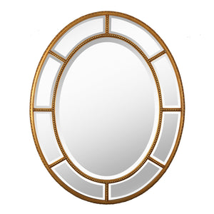 VINTAGE OVAL BEVELED MIRROR WITH BEAD DETAIL