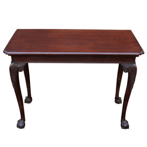 CHIPPENDALE STYLE MAHOGANY CONSOLE TABLE WITH NOTCHED CORNER TOP
