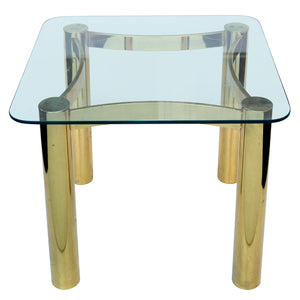 MID CENTURY MODERN STYLE BRASS AND GLASS SIDE TABLE