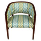 PAIR OF NEWLY UPHOLSTERED MAHOGANY TUB CHAIRS IN QUADRILLE BLUE & GREEN CHEVRON